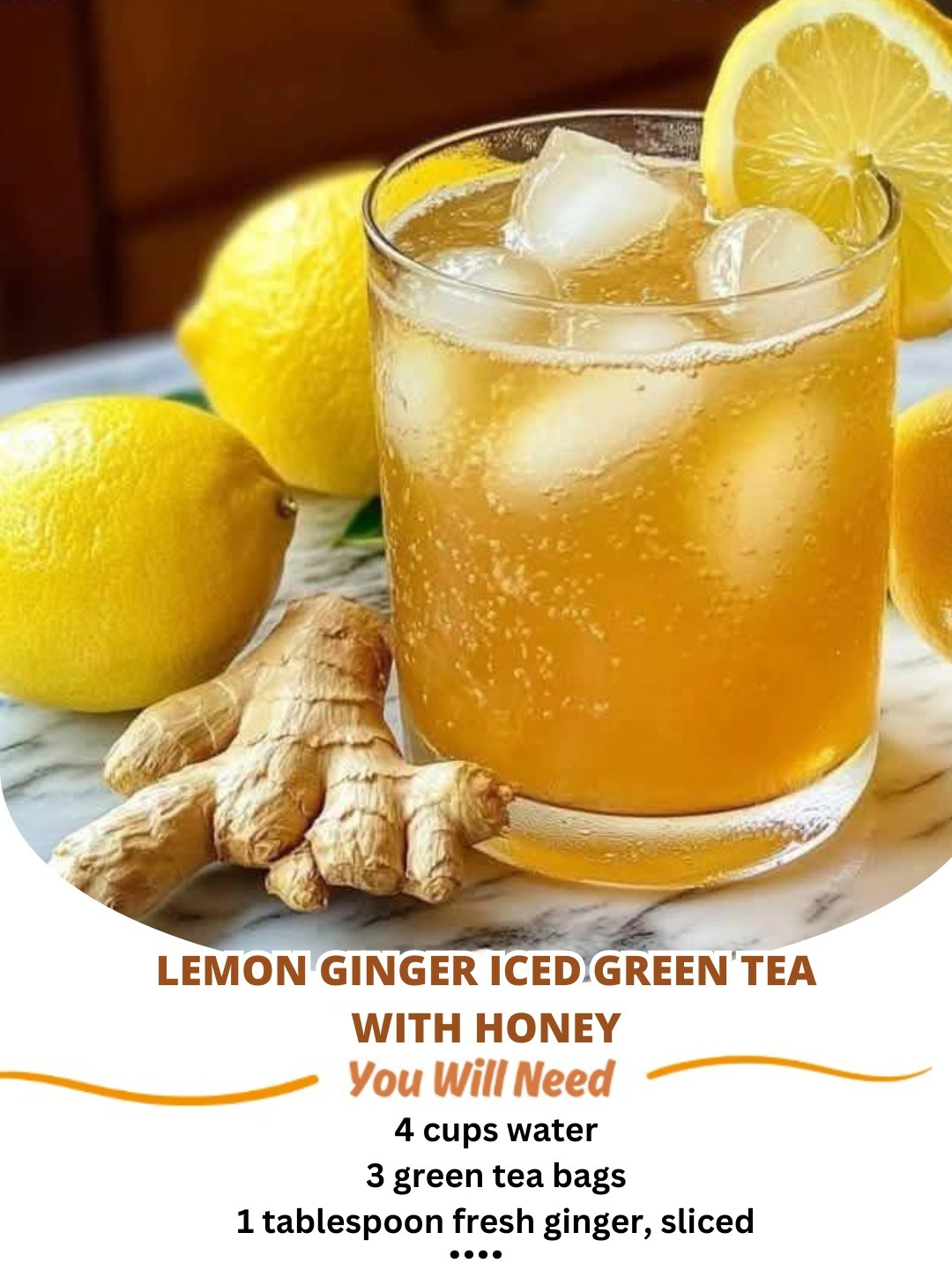 Lemon Ginger Iced Green Tea with Honey