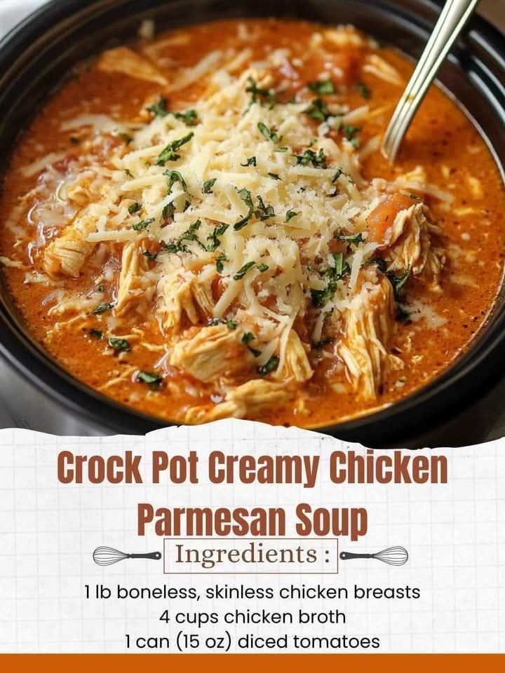 Crock Pot Creamy Chicken Parmesan Soup