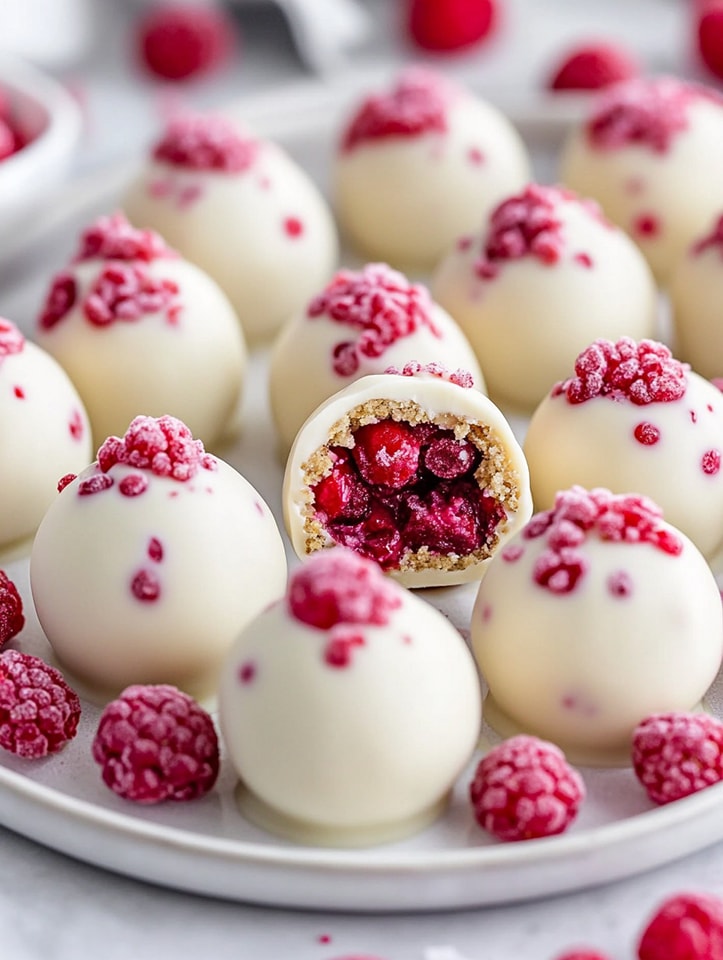 White Chocolate Raspberry Cheesecake Balls