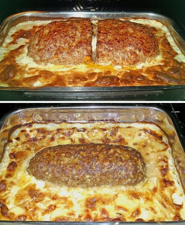 meatloaf with potatoes in cream