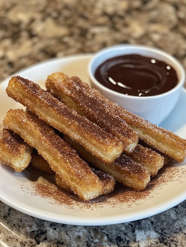 Easy Homemade Churros with Chocolate Sauce Recipe