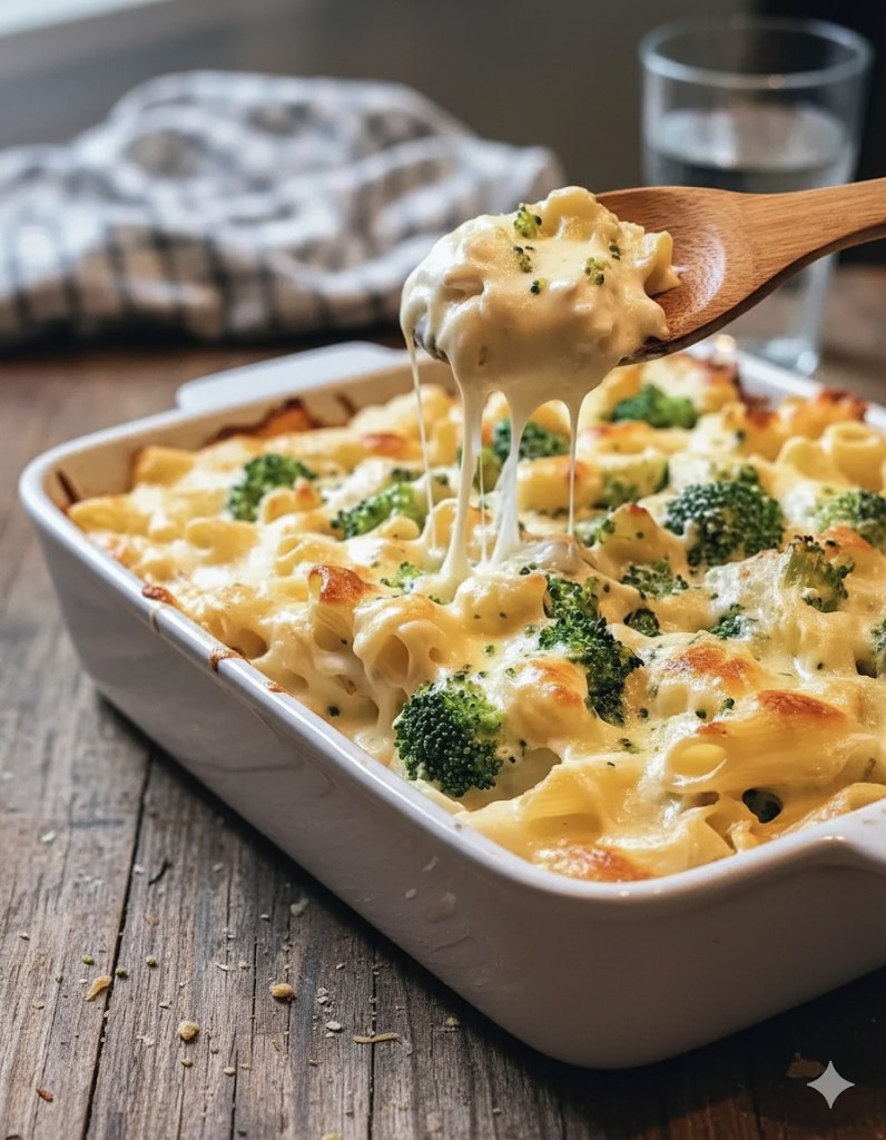 Cheesy Baked Chicken and Broccoli Alfredo Pasta