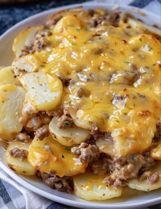 Cheesy Hamburger Potato Casserole Recipe