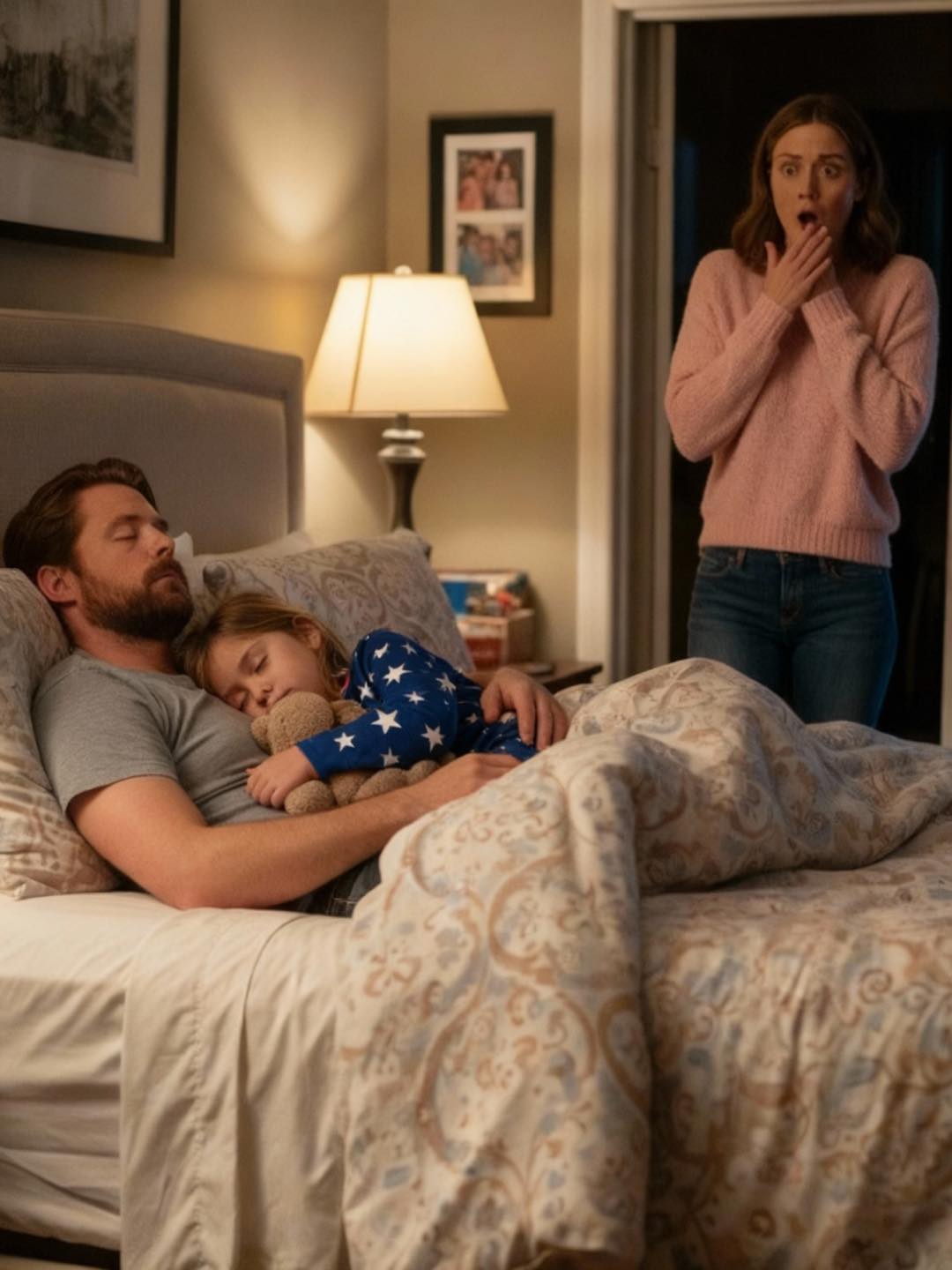 An eight-year-old girl sleeps alone, but every morning she complains that her bed feels “too small.” When her mother checks the security camera at 2 a.m., she breaks down in silent tears…